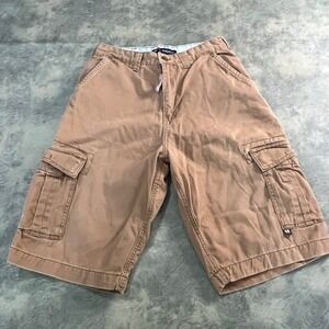 Bugle Boy Cargo Shorts Mens 30 Brown Leather Cotton Utility Multi Pocket Vintage